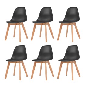 Sillas de comedor 6 unidades plástico negro de vidaXL, Sillas de comedor - Ref: Foro24-244779, Precio: 235,55 €, Descuento: %