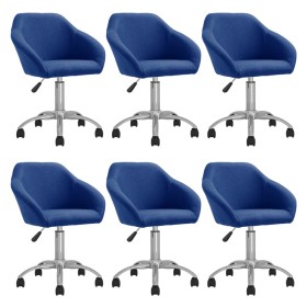 Drehbare Esszimmerstühle, 6 Einheiten, blauer Stoff von vidaXL, Essstühle - Ref: Foro24-3089584, Preis: 394,99 €, Rabatt: %