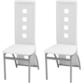 Sillas de comedor 2 unidades cuero sintético blanco de vidaXL, Sillas de comedor - Ref: Foro24-243646, Precio: 110,62 €, Desc...