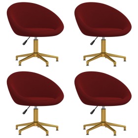 Sillas de comedor 4 unidades terciopelo rojo tinto de vidaXL, Sillas de comedor - Ref: Foro24-3089539, Precio: 284,62 €, Desc...