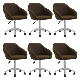 Swivel dining chairs 6 units dark brown fabric by vidaXL, dining chairs - Ref: Foro24-3089583, Price: 415,10 €, Discount: %