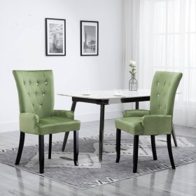 Silla de comedor con reposabrazos terciopelo verde claro de vidaXL, Sillas de comedor - Ref: Foro24-248463, Precio: 111,99 €,...