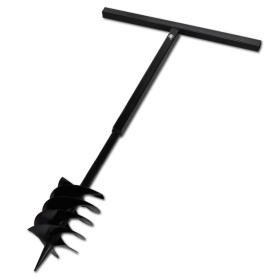 Earth drill with triple spiral black steel handle 180 mm by vidaXL, Helical augers - Ref: Foro24-141027, Price: 47,92 €, Disc...