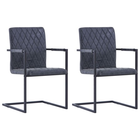 Cantilever dining chairs 2 units black synthetic leather by vidaXL, dining chairs - Ref: Foro24-281677, Price: 180,74 €, Disc...