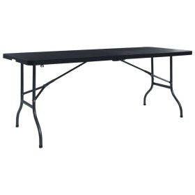 Mesa de jardín plegable imitación ratán HDPE negro 180x75x72 cm de vidaXL, Mesas de jardín - Ref: Foro24-48831, Precio: 120,9...