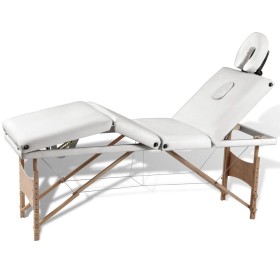 Folding massage table 4 zones cream wood structure by vidaXL, massage tables - Ref: Foro24-110096, Price: 201,99 €, Discount: %