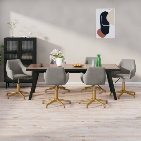 Swivel dining chair 6 pcs light gray velvet by vidaXL, dining chairs - Ref: Foro24-3092622, Price: 431,98 €, Discount: %