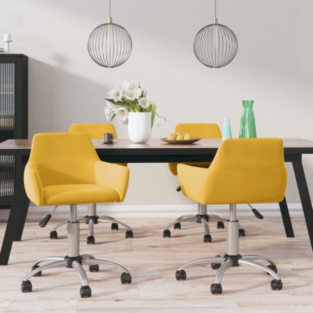 Swivel dining chairs 4 units yellow velvet by vidaXL, dining chairs - Ref: Foro24-3092683, Price: 230,99 €, Discount: %