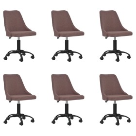 Swivel dining chairs 6 units brown fabric by vidaXL, dining chairs - Ref: Foro24-3090186, Price: 346,99 €, Discount: %