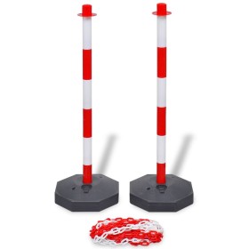 Barrier set with posts with plastic chain 10 m by vidaXL, Road and traffic signs - Ref: Foro24-141821, Price: 37,76 €, Discou...