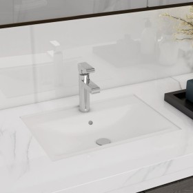 Lavabo rectangular de cerámica hueco de grifo/desagüe blanco de vidaXL, Lavabos - Ref: Foro24-141932, Precio: 58,77 €, Descue...