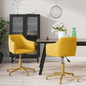 Sillas de comedor giratorias 2 uds terciopelo amarillo de vidaXL, Sillas de comedor - Ref: Foro24-331283, Precio: 156,43 €, D...