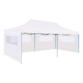 Carpa de fiestas plegable paredes laterales acero blanco 3x6 m