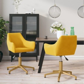 Sillas de comedor giratorias 2 uds terciopelo amarillo de vidaXL, Sillas de comedor - Ref: Foro24-331047, Precio: 152,16 €, D...