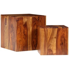 Set de mesas de centro 2 uds madera maciza sheesham 40x40x40 cm de vidaXL, Mesas de centro - Ref: Foro24-244687, Precio: 143,...