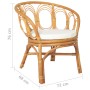 Dining chair with natural rattan and light brown linen cushion by vidaXL, dining chairs - Ref: Foro24-325477, Price: 199,66 €...