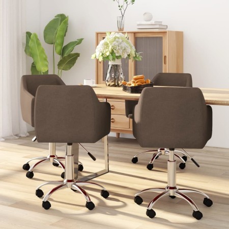 Swivel dining chairs 4 units brown fabric by vidaXL, dining chairs - Ref: Foro24-3092822, Price: 239,99 €, Discount: %