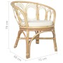 Dining chair with gray natural rattan and linen cushion by vidaXL, dining chairs - Ref: Foro24-325475, Price: 159,12 €, Disco...