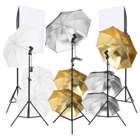 9-teiliges Fotostudio-Set mit Beleuchtungsset und Softboxen von vidaXL, Blitze und Studiobeleuchtung - Ref: Foro24-190244, Pr...