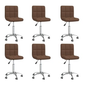 Swivel dining chairs 6 units brown fabric by vidaXL, dining chairs - Ref: Foro24-3087524, Price: 257,77 €, Discount: %