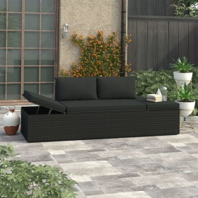 Sonnenliege mit schwarzen synthetischen Rattankissen von vidaXL, Liegen - Ref: Foro24-46224, Preis: 199,55 €, Rabatt: %