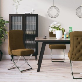 Brown stainless steel velvet dining chair 53x52x98 cm by vidaXL, dining chairs - Ref: Foro24-288585, Price: 160,99 €, Discoun...