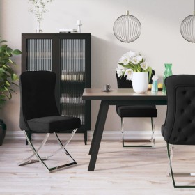 Silla de comedor terciopelo acero inoxidable negro 53x52x98 cm de vidaXL, Sillas de comedor - Ref: Foro24-288586, Precio: 162...