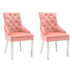 Sillas de comedor 2 unidades de terciopelo rosa de vidaXL, Sillas de comedor - Ref: Foro24-337018, Precio: 264,99 €, Descuent...