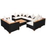 Set de muebles de jardín 9 pzas y cojines ratán sintético negro de vidaXL, Conjuntos de jardín - Ref: Foro24-42752, Precio: 1...