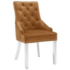 Brown Velvet Dining Chair by vidaXL, dining chairs - Ref: Foro24-337025, Price: 161,26 €, Discount: %