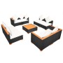 Set de muebles de jardín 9 pzas y cojines ratán sintético negro de vidaXL, Conjuntos de jardín - Ref: Foro24-42752, Precio: 1...