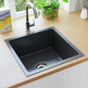 Handgefertigte Küchenspüle aus schwarzem Edelstahl von vidaXL, Sinkt - Ref: Foro24-145083, Preis: 110,35 €, Rabatt: %