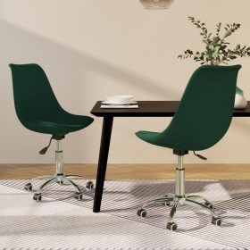 Sillas de comedor giratorias 2 uds tela verde oscuro de vidaXL, Sillas de comedor - Ref: Foro24-338353, Precio: 140,99 €, Des...