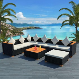 8-piece garden furniture set and black synthetic rattan cushions by vidaXL, Garden sets - Ref: Foro24-42758, Price: 682,99 €,...