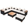 Set muebles de jardín 8 piezas y cojines ratán sintético negro de vidaXL, Conjuntos de jardín - Ref: Foro24-42758, Precio: 71...