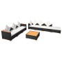 Set muebles de jardín 8 piezas y cojines ratán sintético negro de vidaXL, Conjuntos de jardín - Ref: Foro24-42758, Precio: 71...