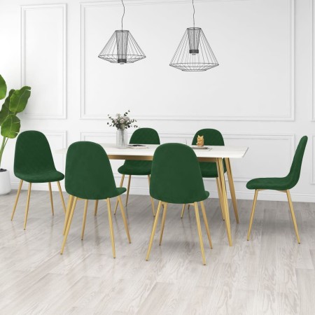 Sillas de comedor 6 unidades terciopelo verde oscuro de vidaXL, Sillas de comedor - Ref: Foro24-3082872, Precio: 378,73 €, De...