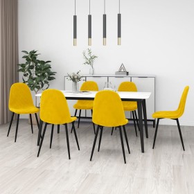 Sillas de comedor 6 uds terciopelo amarillo mostaza de vidaXL, Sillas de comedor - Ref: Foro24-3082888, Precio: 310,99 €, Des...