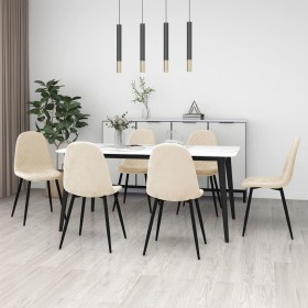 Sillas de comedor 6 unidades terciopelo blanco crema de vidaXL, Sillas de comedor - Ref: Foro24-3082890, Precio: 311,99 €, De...