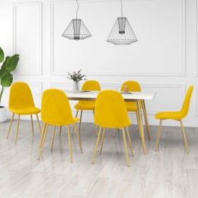 Sillas de comedor 6 uds terciopelo amarillo mostaza de vidaXL, Sillas de comedor - Ref: Foro24-3082877, Precio: 356,99 €, Des...