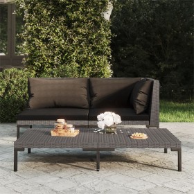 Gartentisch aus halbrundem dunkelgrauem PE-Rattan von vidaXL, Gartentische - Ref: Foro24-318599, Preis: 85,99 €, Rabatt: %