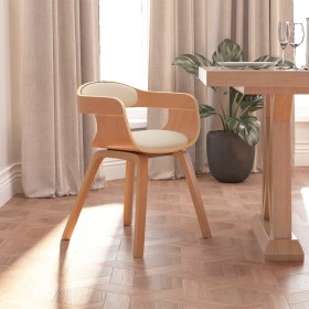 Cream synthetic leather and curved wood dining chair by vidaXL, dining chairs - Ref: Foro24-3092374, Price: 155,04 €, Discoun...