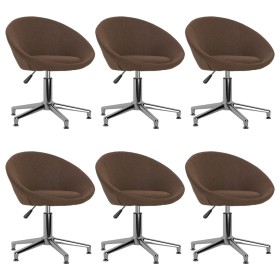 Swivel dining chairs 6 units brown fabric by vidaXL, dining chairs - Ref: Foro24-3089513, Price: 385,99 €, Discount: %