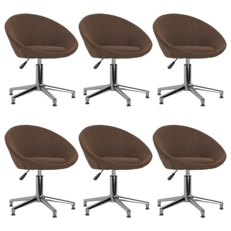 Swivel dining chairs 6 units brown fabric by vidaXL, dining chairs - Ref: Foro24-3089513, Price: 385,55 €, Discount: %