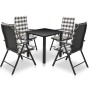 Set comedor de jardín 5 piezas y cojines aluminio negro de vidaXL, Conjuntos de jardín - Ref: Foro24-42778, Precio: 413,99 €,...