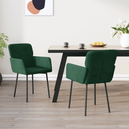 Sillas de comedor 2 unidades terciopelo verde oscuro de vidaXL, Sillas de comedor - Ref: Foro24-344781, Precio: 106,19 €, Des...