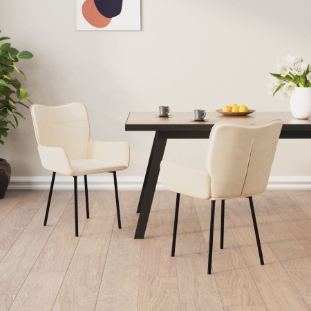 Dining chairs 2 units cream velvet by vidaXL, dining chairs - Ref: Foro24-344829, Price: 140,99 €, Discount: %