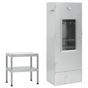 Horno ahumador de barbacoa con mesa acero galvanizado de vidaXL, Barbacoas - Ref: Foro24-3187615, Precio: 279,99 €, Descuento: %