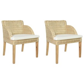 Dining chairs with cushions 2 units natural rattan by vidaXL, dining chairs - Ref: Foro24-325487, Price: 236,99 €, Discount: %