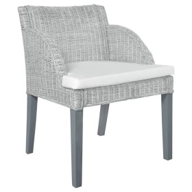 Dining chair with gray natural rattan cushion by vidaXL, dining chairs - Ref: Foro24-325485, Price: 106,99 €, Discount: %